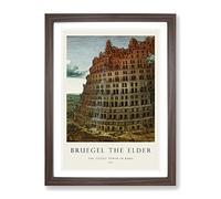 The Tower Of Babel By Pieter Bruegel The Elder Exhibition Museum Painting Framed Print | A3 Walnut Framed Wall Art | Ready to Hang | Modern Cityscape Picture | Living Room Bedroom Lounge Office