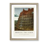 The Tower Of Babel By Pieter Bruegel The Elder Exhibition Museum Painting Framed Wall Art Print, Ready to Hang Picture for Living Room Bedroom Home Office Décor, Oak A4 (34 x 25 cm)