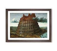 The Tower of Babel by Pieter Bruegel The Elder Framed Print | A2 Walnut Framed Wall Art | Ready to Hang | Modern Cityscape Picture | Living Room Bedroom Lounge Office
