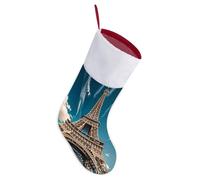 The Towering Iron Tower Christmas Stocking with Hang Loop, 16.5 Inch Large Soft Furry Xmas Stocking, Hanging Ornaments Holiday Decor for Tree, Fireplace Bag