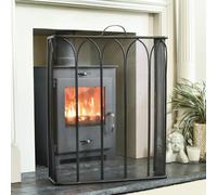 "The Towers" Black Fireguard Fire Screen - Classic Style Mesh Guard for Log Burners & Open Fires - Spark & Debris Protection