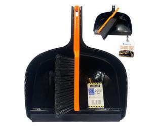 The Trade Jumbo Dustpan and Brush Set | 32cm Large Capacity Dust Pan and 35cm Sweeping Brush Outdoor/ Indoor Ideal for Builders, Joiners, etc.