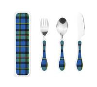 The Traditional Ancient Tartan Scottish Clan Macleod of Portable Kids Utensil Set Stainless Steel Fork, Spoon & Knife 3-Piece-Set, Easy to Clean, and Perfect for School, Travel, Or Home Use
