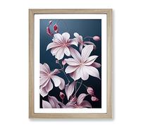 The Traditional Flowers Framed Print for Living Room Bedroom Home Office Décor, Wall Art Picture Ready to Hang, Oak A4 Frame (34 x 25 cm)