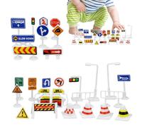 The Traffic Sign Set includes 28 pieces designed to be portable, offering great versatility for various uses such as party decorations or educational tools
