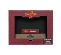 The Traitors Chalk Board & Wooden Stand, Double Sided Mini Blackboard, Reusable Slate Message Board, Includes 4 White Chalks, Easy Wipe Clean Writing Surface, Official Fan Gift