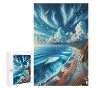 The Tranquil Seaside Blue Sky With The Birds Fyling Gradient Rainbow Puzzle 1000 Piece Puzzles Challenging Jigsaw Puzzles for Adultsand Kids Hard Puzzle for Adults and Kids