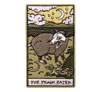 The Trash Eater Tarot Card Garbage Can Opossum Possum Raccoon Fortune Telling Teller 3.4" Iron On Embroidered Thermoadhesive Patch for Clothing