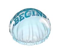 The Travel Adventure Begins Pattern Shower Cap & Bath Cap For Women,Reversible Oversized Waterproof Shower Caps Large Designed For All Hair Lengths,Elastic Reusable Bathing Hair Cap