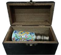 The Treasure Wooden Box Contains an Enamel Telescope Light Blue Telescope That Can Be Retracted and Focused, and is 17Cm High Figurines Ornaments Gifts Art Crafts Chinese Antiques