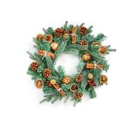 The Tree Company 40cm Green Christmas Wreath with Pinecones, Dried Oranges, Cinnamon Sticks & Berries - Rustic Holiday Door & Wall Decoration, Realistic Greenery Design