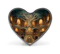 The Tree in Library Heart Metal Brooches 1 Inch Memorial Badges Exquisite Decorations Pins for Clothing