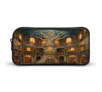 The Tree in Library Pen Holder Pouch Large Storage Pencil Case with Zippered Stationery Bag Office