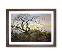 The Tree Of Crows By Caspar David Friedrich Framed Wall Art Print A4 Walnut