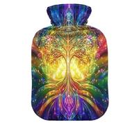 The Tree of Life Colorful Cute hot Water Bottle with Soft Cover, 1L hotwater Bag for Sore Muscle, Sore Muscle