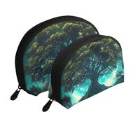 The Tree of Life Has Celestial and Natural Scenes Printed Makeup Bags 2-Piece Portable Shell Travel Toiletry Bag