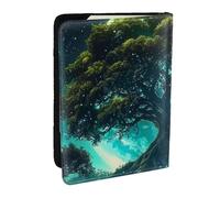The Tree of Life Has Celestial and Natural Scenes Printed Passport Holder,Travel Pu Leather Passport Cover Case Organiser for Men Women,6.5 Inch