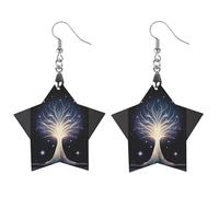 The Tree of Psychic Life Wooden Earrings for Women, Vintage Elegant Wood Jewelry, Lightweight Earrings for Wedding, Party, Everyday Jewelry Gift, Love, Wood, wood