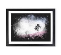 The Tree Swing Paint Splash Modern Art Framed Print | A4 Black Framed Wall Art | Ready to Hang | Modern Floral Picture | Living Room Bedroom Lounge Office