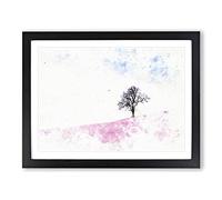 The Tree Swing Watercolour Modern Framed Print | A4 Black Framed Wall Art | Ready to Hang | Modern Floral Picture | Living Room Bedroom Lounge Office
