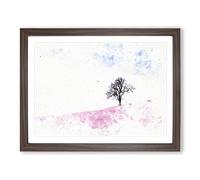 The Tree Swing Watercolour Modern Framed Print | A4 Walnut Framed Wall Art | Ready to Hang | Modern Floral Picture | Living Room Bedroom Lounge Office