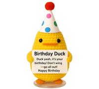 The trend collection Birthday Duck with Stand. Emotional Support Crochet Gift. Happy Birthday Gifts for Women, for Her. Present for Mom. Funny Gag Gift for Friends.