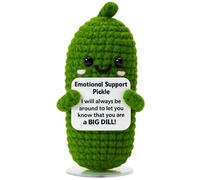 The trend collection Emotional Support Pickle Crochet - Positive Pickle Plush with Stand | Funny Pickle Gift, Cute Handmade Desk Decor | Gift for Mom, Friends & Coworkers | Funny