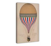 The Tricolor French Flag Balloon Ascension Paris 1874 Poster Canvas Poster Bedroom Decor Landscape Office Room Decor Gift 20x30inch(50x75cm)