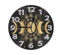 The Triple Moon Goddess Wiccan Pentagram Symbol Round Wall Clock Colorful Electronic Wall Clock Modern Quartz Clocks For Kitchen Living Room Bedroom 25Cm