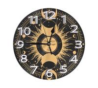 The Triple Moon Goddess Wiccan Pentagram Symbol Round Wall Clock Modern Wall Clock Decorative Quartz Clocks For Bedroom Home Dining Room 25Cm