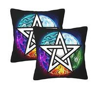 The Triple Moon Goddess Wiccan Pentagram Symbol Set Of 2 Pillowcase Abstract Throw Pillow Case Luxury Cushion Case For Housewarming Gift Bedroom Bench 45X45Cm