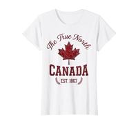 The True North Canada Est. 1867 Maple Leaf Value Graphic T-Shirt, Women, White, XL