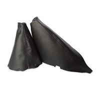 The Tuning-Shop Compatible with Gear Handbrake Gaiter for Mini Cooper S One D R50 R53 2001-2006 Genuine Black Italian Leather, Black Stitching