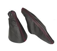 The Tuning-Shop Gear & Handbrake Gaiter Black Leather Red Stitching