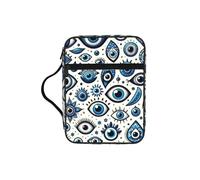 The-Turkish-Nazar-Eye Bible Cover Case with Handle, Water-Resistant Oxford Fabric Bible Bag Organizer with Zipper Pockets for Church