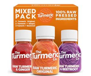 The Turmeric Co Turmeric Shots with Mixed Flavours - 7 x 60ml Fresh Pressed Ingredients, Immune System Booster Shots, Natural Energy Drink, No Added Sugars, Created by A Premier League Footballer