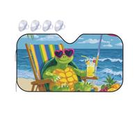 The Turtle Basks In The Sun On The Beach, Eats Fruits And Drinks Juice. Windshield Sun Shade, Family Funny Windshield Sun Shade For Car Suv Truck, Protector Blocks Uv, Car Shade Front Windshield