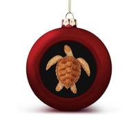 The Turtle with Golden Christmas Baubles Hanging 2PCS