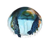The turtles are swimming L Shower cap with double layer waterproof fabric, suitable for bathing and skin care