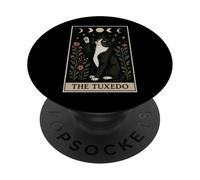 The Tuxedo Cat Tarot Card Witchy Moon PopSockets Adhesive PopGrip