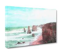 The Twelve Apostles Cliffs In Australia Canvas Print | Gallery Wrapped 30mm Frame Wall Art | 24x16 inches | Ready to Hang | Modern Landscape Picture | Living Room Bedroom Lounge Office