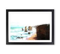 The Twelve Apostles Cliffs in Australia Framed Print | A2 Black Framed Wall Art | Ready to Hang | Modern Landscape Picture | Living Room Bedroom Lounge Office