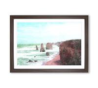 The Twelve Apostles Cliffs in Australia Painting Framed Print | A2 Walnut Framed Wall Art | Ready to Hang | Modern Landscape Picture | Living Room Bedroom Lounge Office