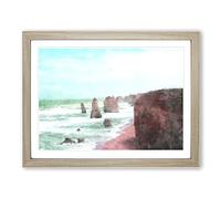 The Twelve Apostles Cliffs In Australia Painting Modern Art Framed Print | A3 Oak Framed Wall Art | Ready to Hang | Modern Landscape Picture | Living Room Bedroom Lounge Office