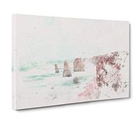 The Twelve Apostles Cliffs in Australia Watercolour Canvas Print | Gallery Wrapped 30mm Frame Wall Art | 30x20 inches | Ready to Hang | Modern Landscape Picture | Living Room Bedroom Lounge Office