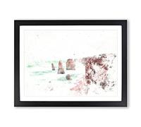 The Twelve Apostles Cliffs In Australia Watercolour Modern Framed Print | A3 Black Framed Wall Art | Ready to Hang | Modern Landscape Picture | Living Room Bedroom Lounge Office