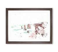 The Twelve Apostles Cliffs In Australia Watercolour Modern Framed Print | A3 Walnut Framed Wall Art | Ready to Hang | Modern Landscape Picture | Living Room Bedroom Lounge Office