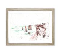 The Twelve Apostles Cliffs In Australia Watercolour Modern Framed Print | A4 Oak Framed Wall Art | Ready to Hang | Modern Landscape Picture | Living Room Bedroom Lounge Office