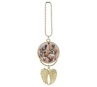 The Twelve Chinese Zodiac Signs Car Hanging Pendant, Zinc Alloy Rearview Mirror Charms - Relieve Visual Fatigue, Vintage Keychain Pendant, Lucky Car Interior Hanging Decoration, Golden-Style