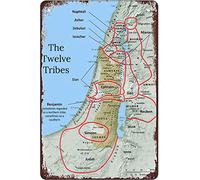 The Twelve Tribes of Israel and Judah Funny Novelty Metal Sign Retro Wall Decor for Home Gate Garden Bars Restaurants Cafes Office Store Pubs Club Sign Gift 12 X 8 INCH Plaque Tin Sign